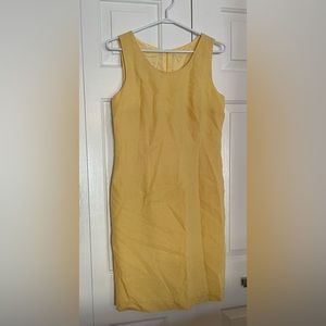 Vintage Linen Dress - Yellow - Size 8 - Braemar - Lined